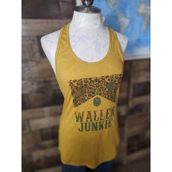 Ideal T Mustard Yellow "Wallen Junkie" Tank Top Size Large - Picture 1 of 4